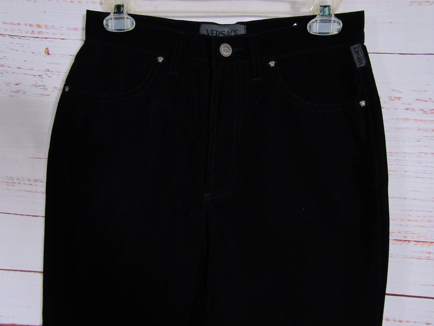 Versace Jeans Couture Women's Black Velvet Pants Size 28