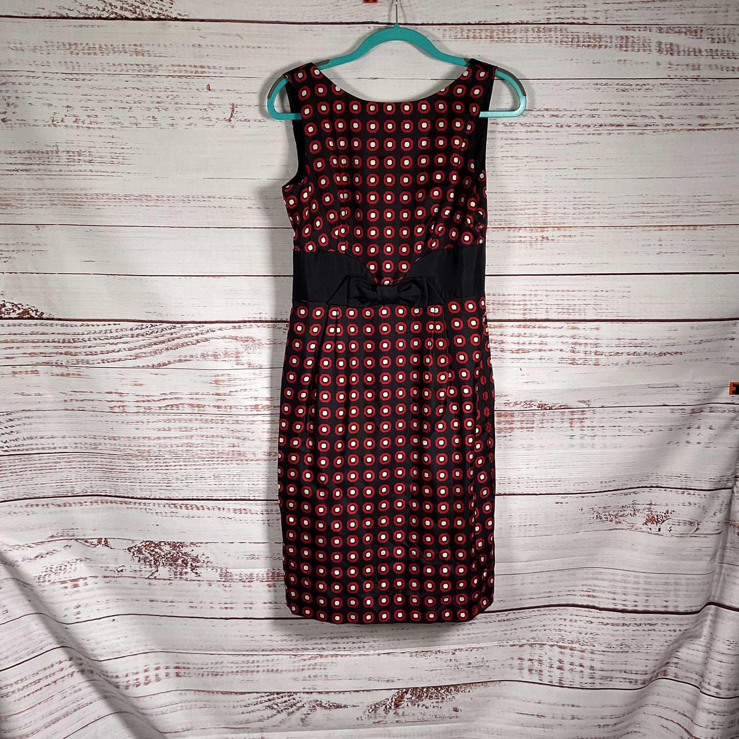Milly Black Red Circle Print 100% Silk Sleeveless Dress- Size 6