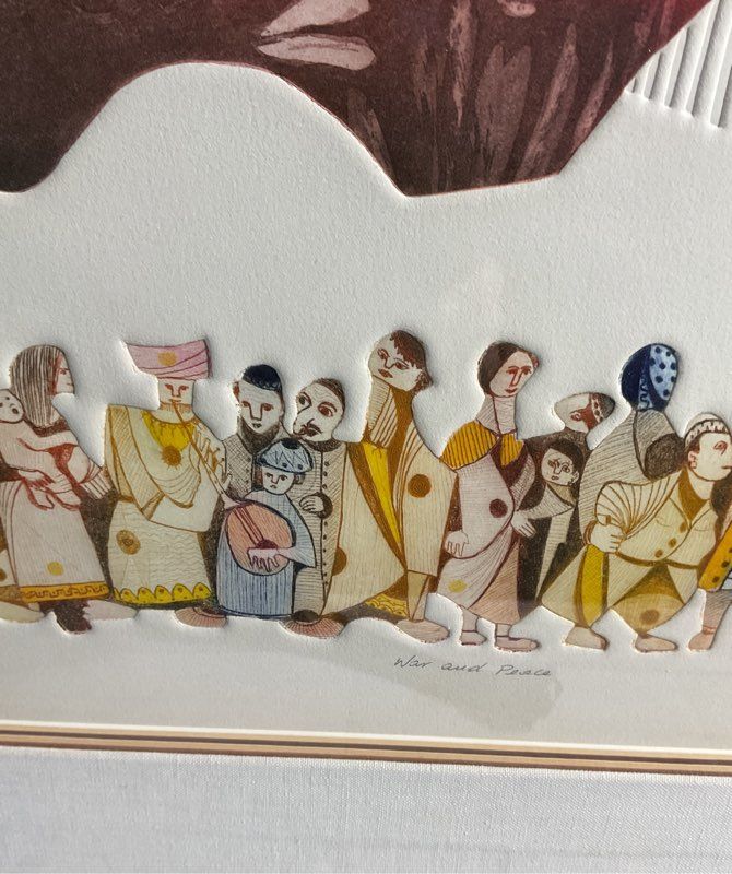 Vintage Amram Ebgi "War and Peace" AP 15/25 Signed Embossed Artwork