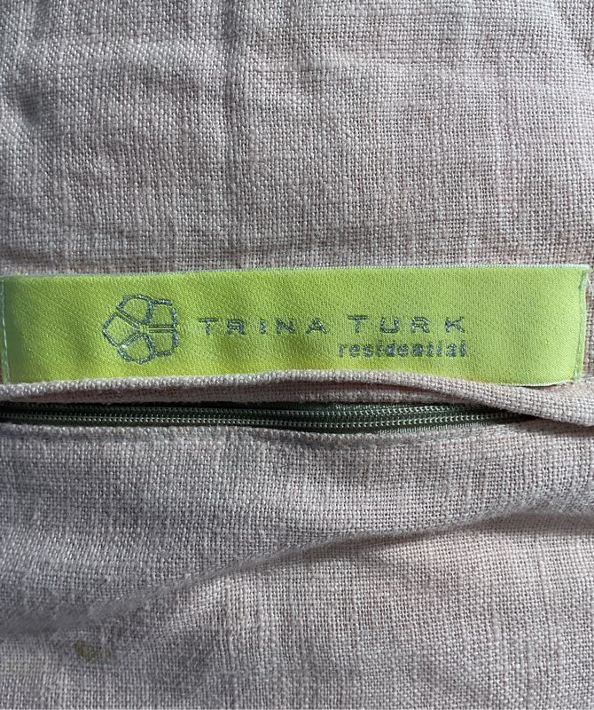 Trina Turk Multicolor Needlepoint Round Pillow Pink Home Decorative 16"