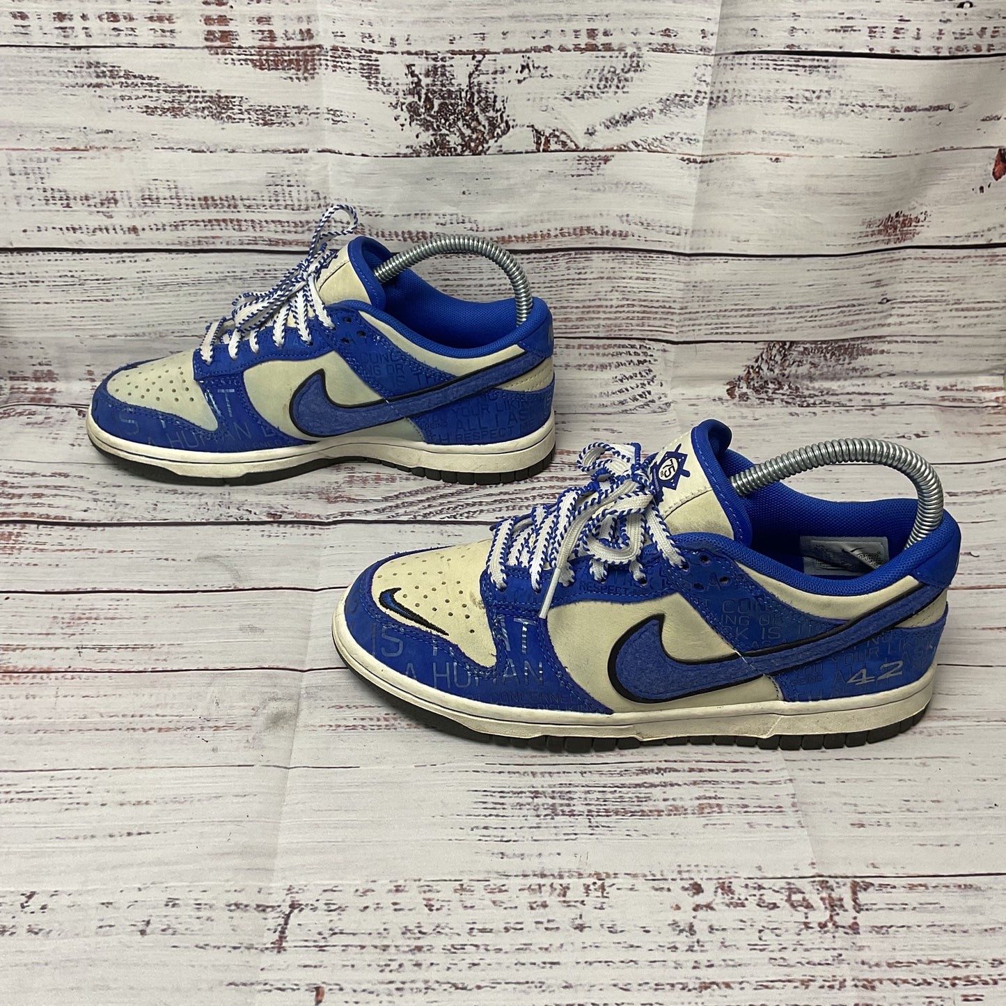 Nike Dunk Low Jackie Robinson Blue Sneaker Shoe Size 4.5Y=4.5M=6W Stained*