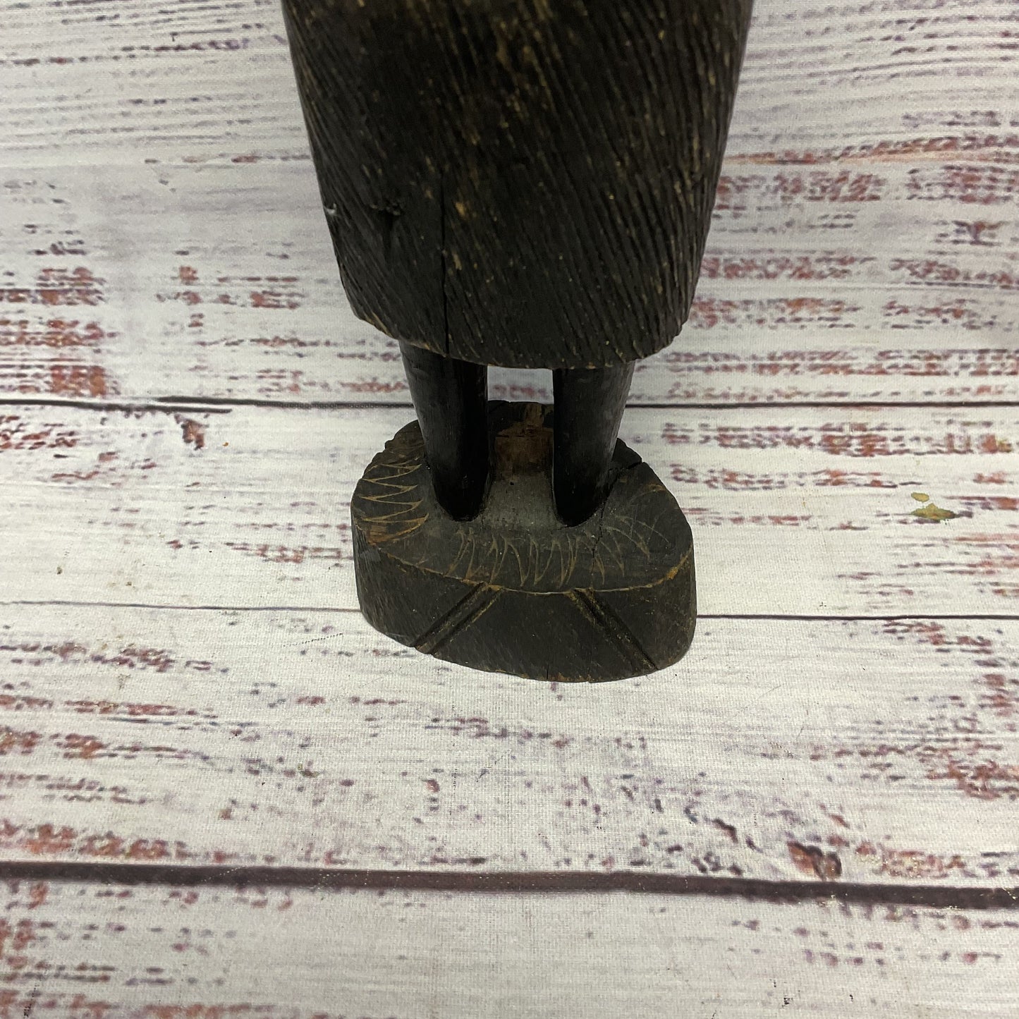 Hand Carved Kenyan Woman Carrying Pot On Head Statue Sculpture