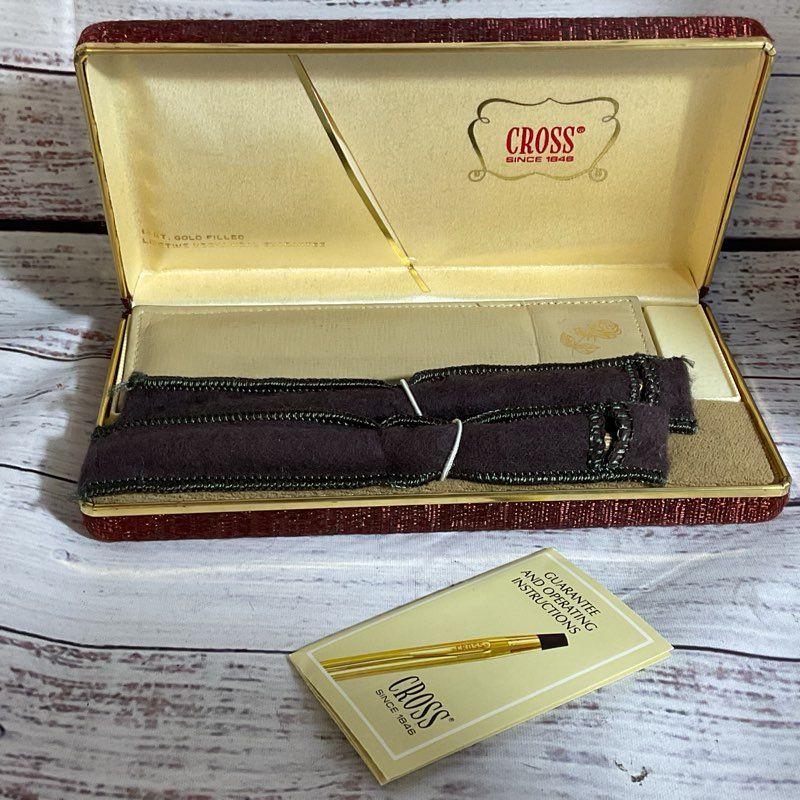 CROSS 14K Gold Filled Ladies Rose Design Mechanical Pen And Pencil Set with Case
