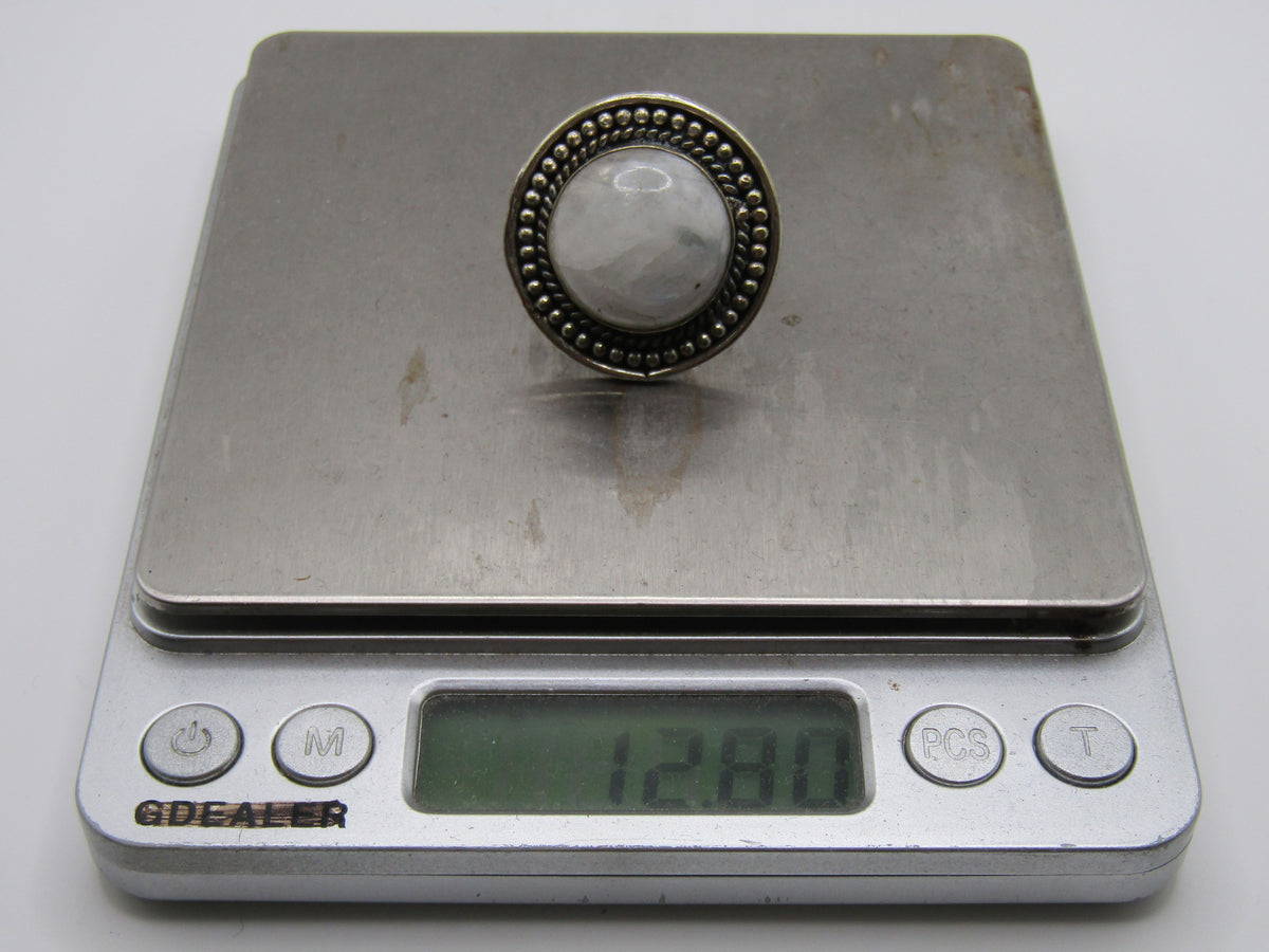 Artisan Handcrafted Sterling Silver Moonstone Cabochon Ring Size 9
