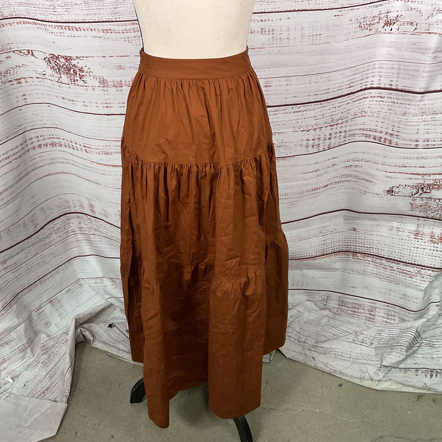 STAUD Women's Long Brown Ruffle Tiered Maxi Skirt- SZ 0