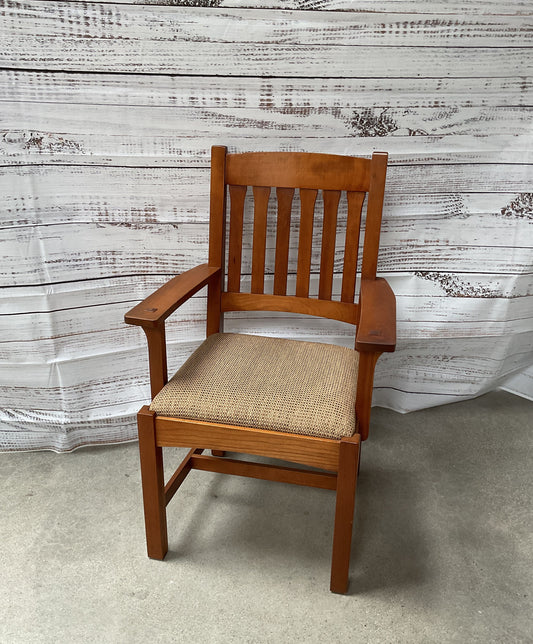 November 2003 L & J.G. Stickley Mission Natural Arm Chair with Upholstery Seat