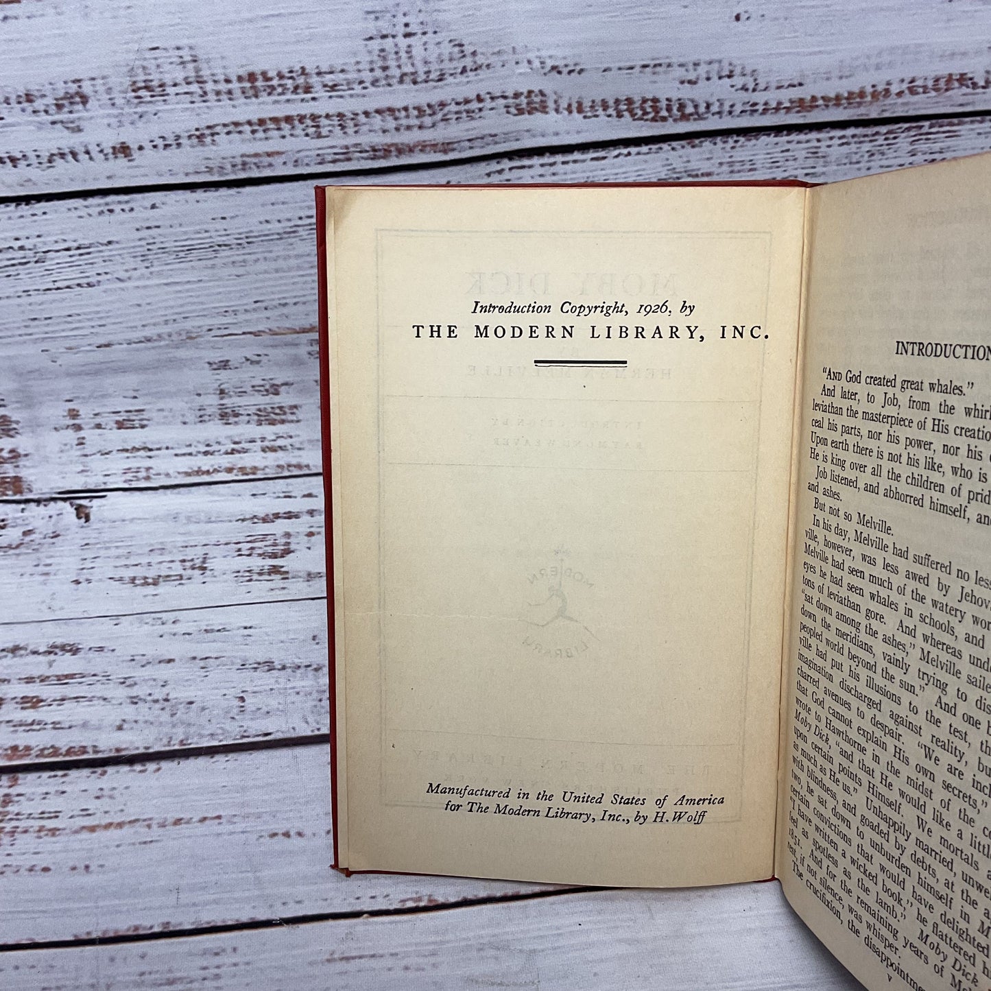 Antique Modern Library Moby Dick Herman Melville Flexible Cover 1926