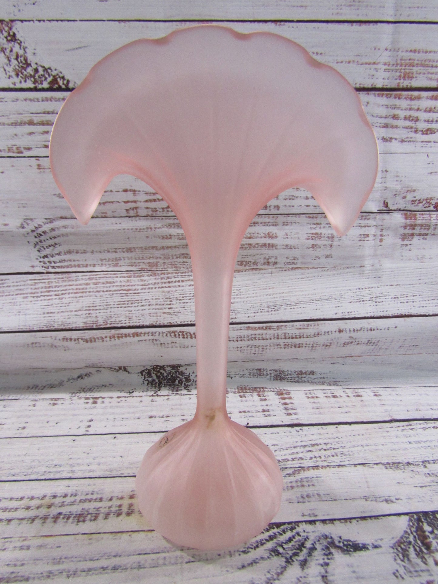 Vintage Centroverto Pink Frosted Glass Flared Vase Made in Italy