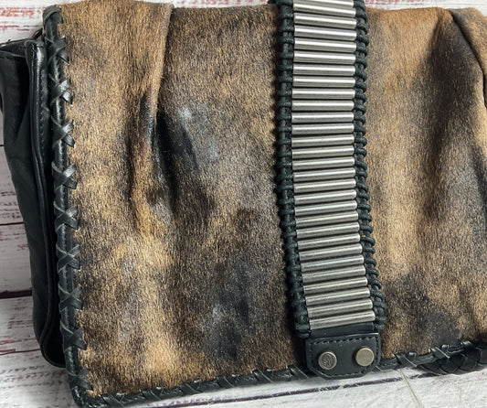 Women's ASH Brown & Black Cowhide Leather Crossbody Handbag GREAT CONDITION!!
