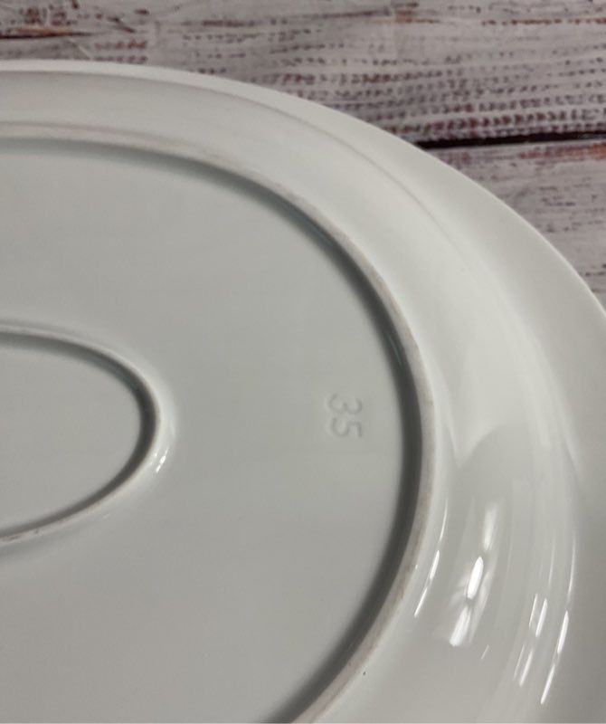 Vintage Mcm Alessi Tendentse White Porcelain Serving Platter Blue Handles 13.75"