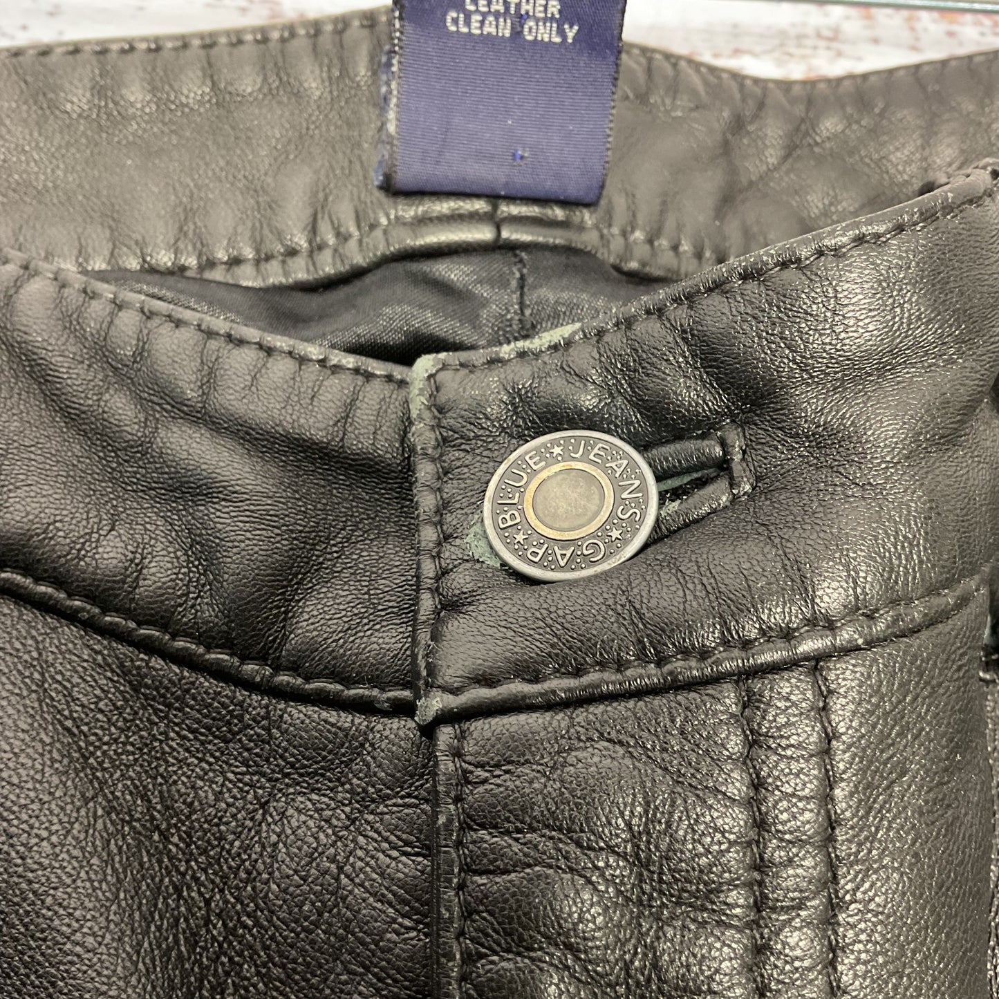 GAP Black Leather Jeans Style Straight Leg Pants - Size 6