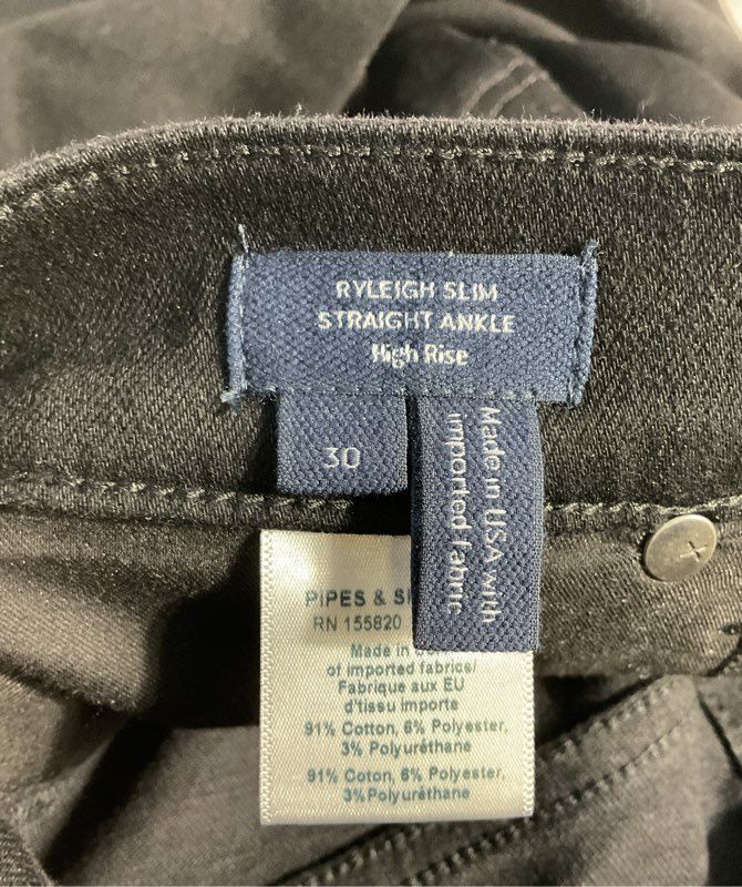 Veronica Beard Ryleigh Slim Straight Ankle High Rise Jeans Black Size 30 Women's