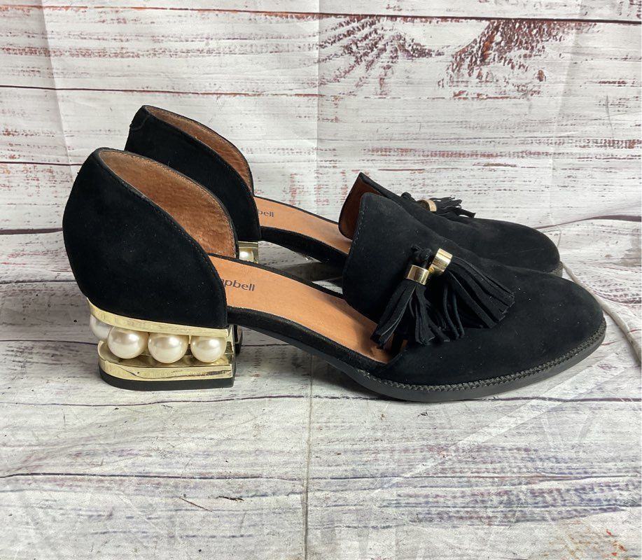 Jeffrey Campbell Suede Civil Block Heel Loafers Black 10