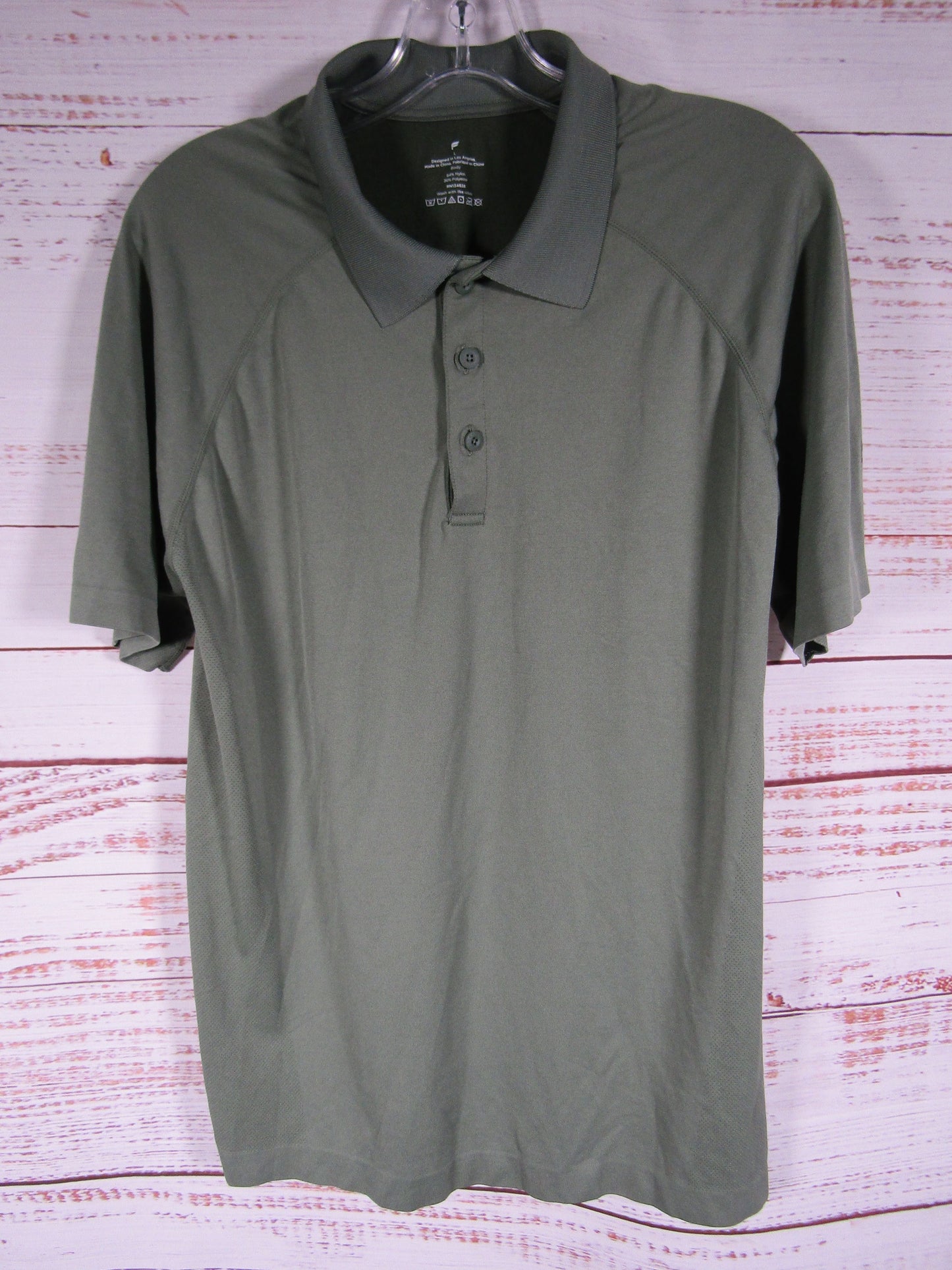 Fabletics The Training Day Polo Men's Smoke Green Polo Shirt Size L