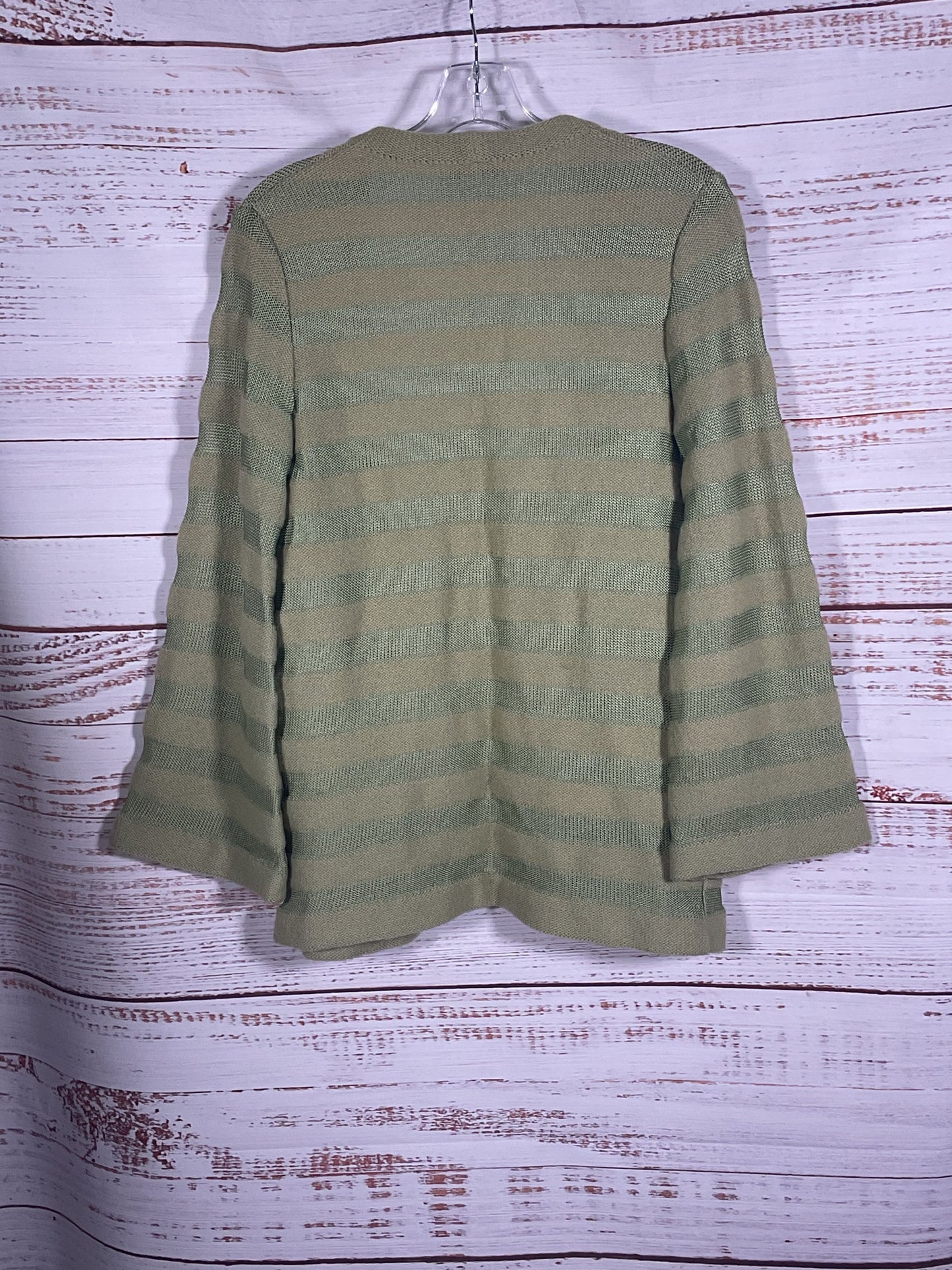 Marchesa di Gresy I.Magnin & Co Green Open Front Striped Cardigan - Size 8