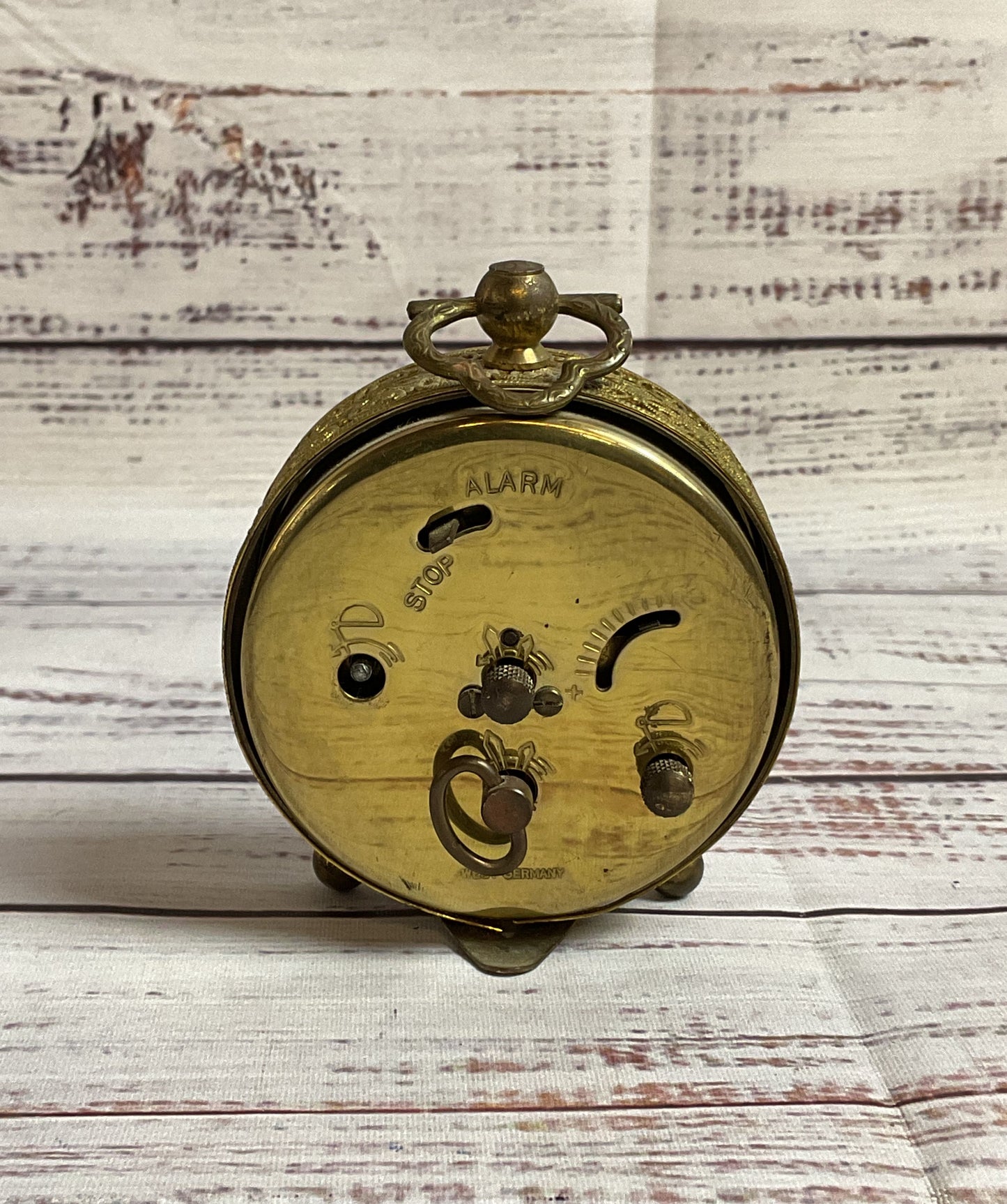 Vintage West Germany Ornate Gold Alarm Wind Up Clock *FOR PARTS*