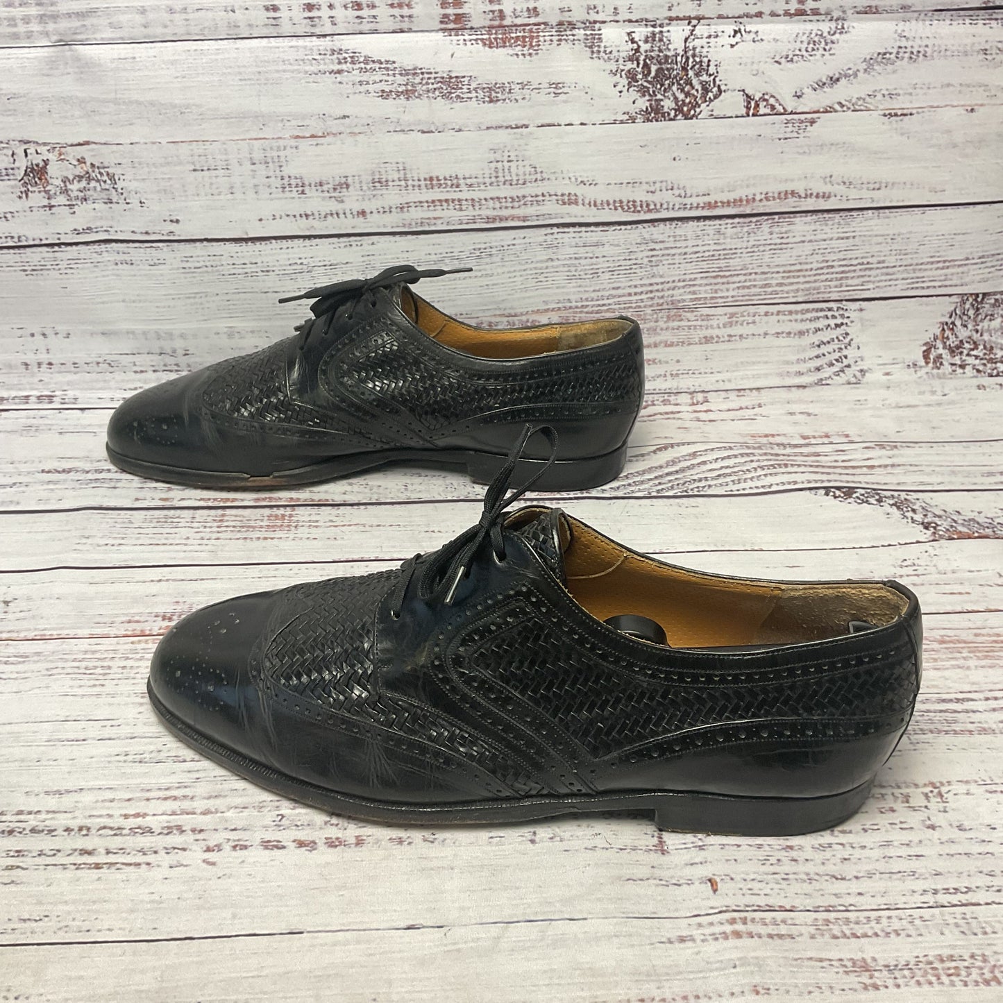 Mezlan Aruba Black Leather Derby Dress Shoe Men Size 10 As-Is