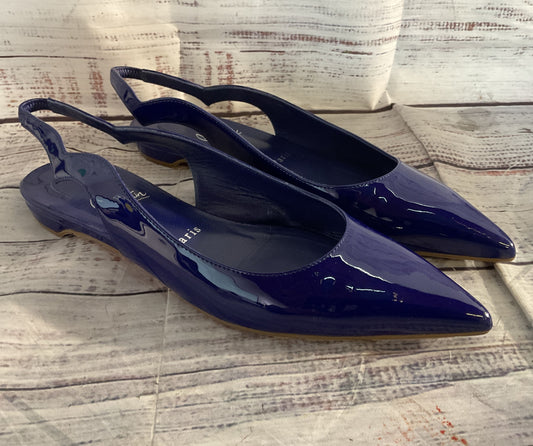 Christian Louboutin Patent Leather Hot Chickita Slingback Flats Blue 38