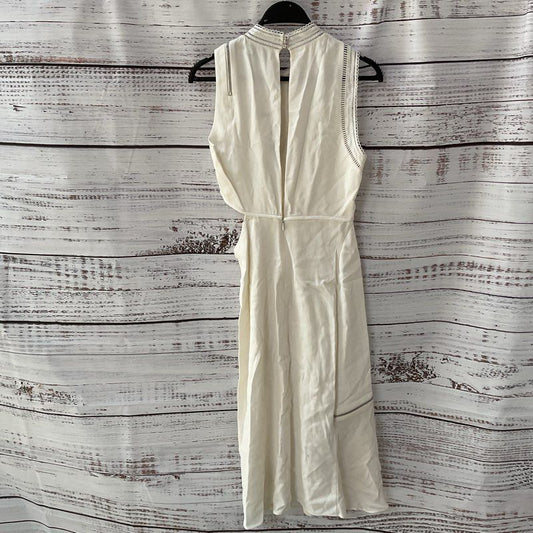 NWT Phillip Lim White Curved Seam Lace Trim Zipper Detail Midi Dress - Size 2