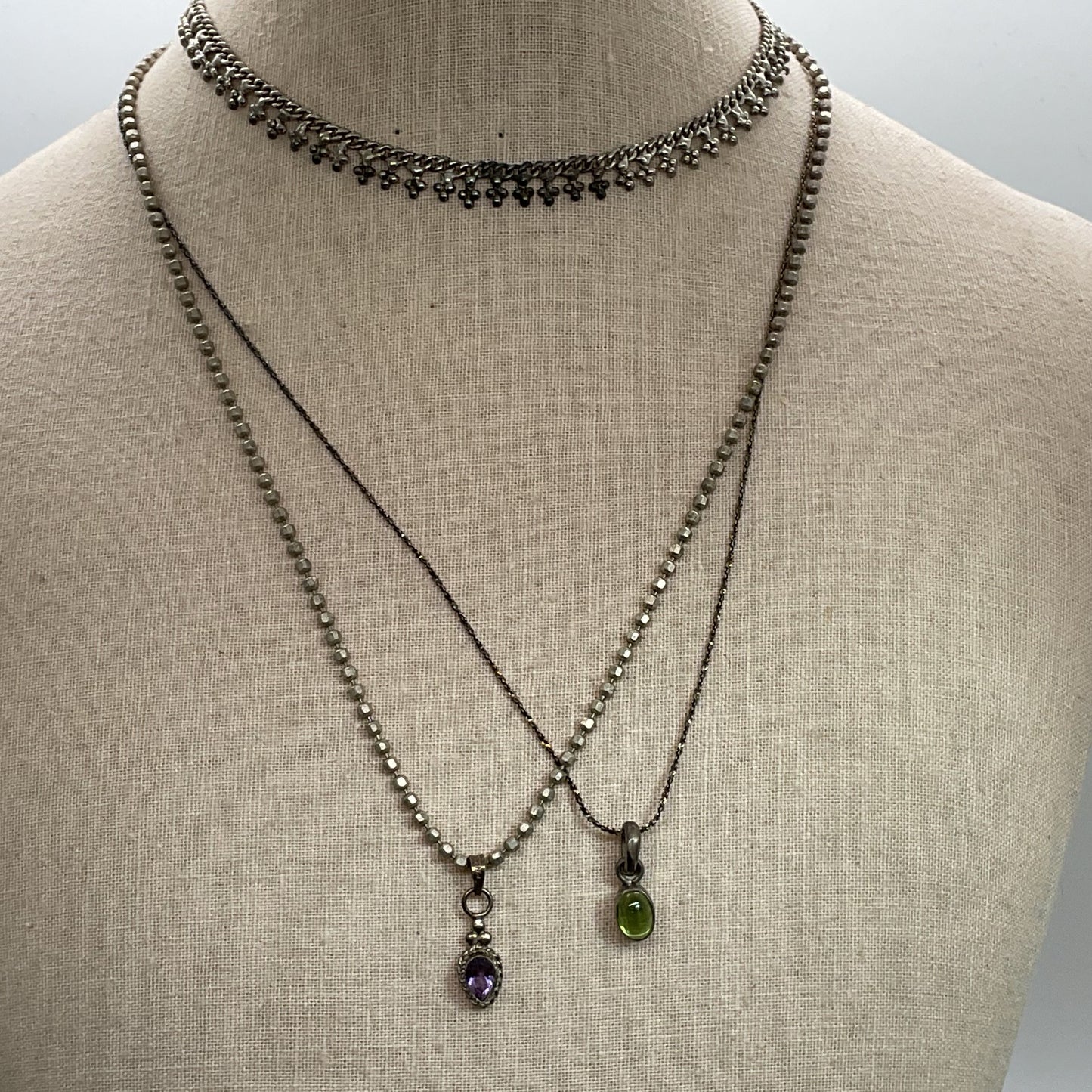 Set of 3 Sterling Silver & Gemstone 11" & 18" Necklaces- 18.56g