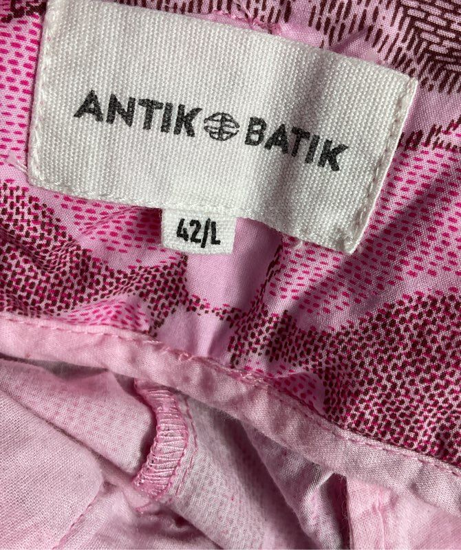 Antik Batik Trousers Tereza Printed Cotton Poplin Pants Pink 42/L