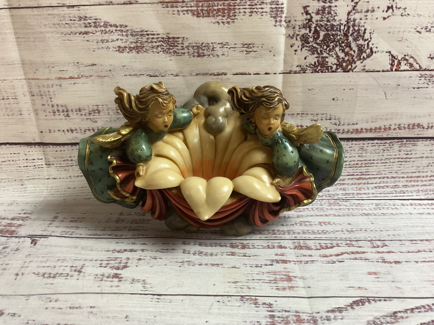 Vintage 2 Angels Flower Wall Sculpture by A. Luchessi '96