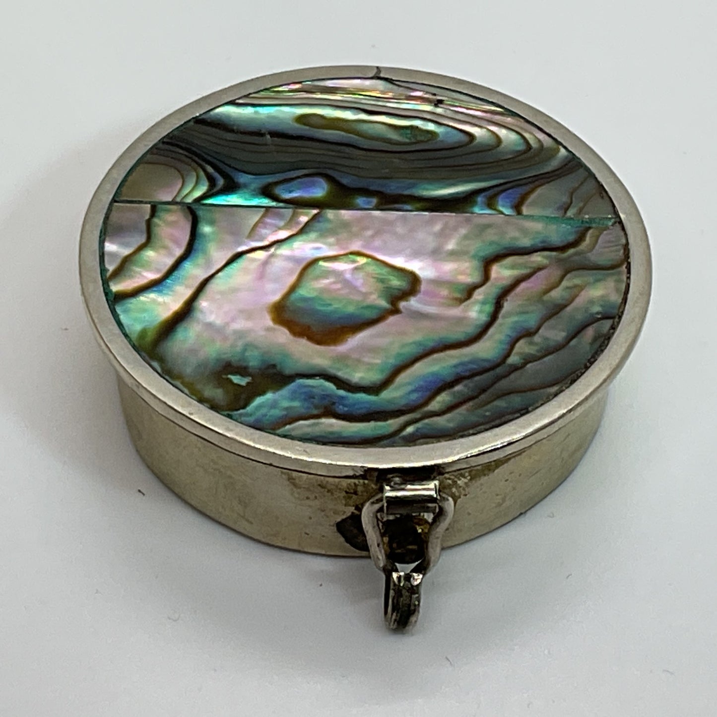 VTG. ALPACA Mexico Abalone Inlay Pill Box- 1.75"