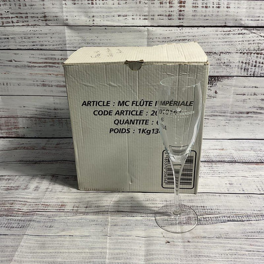 Set of 6 Moet & Chandon Imperiale 9" Glass Champagne Flutes in OG Box