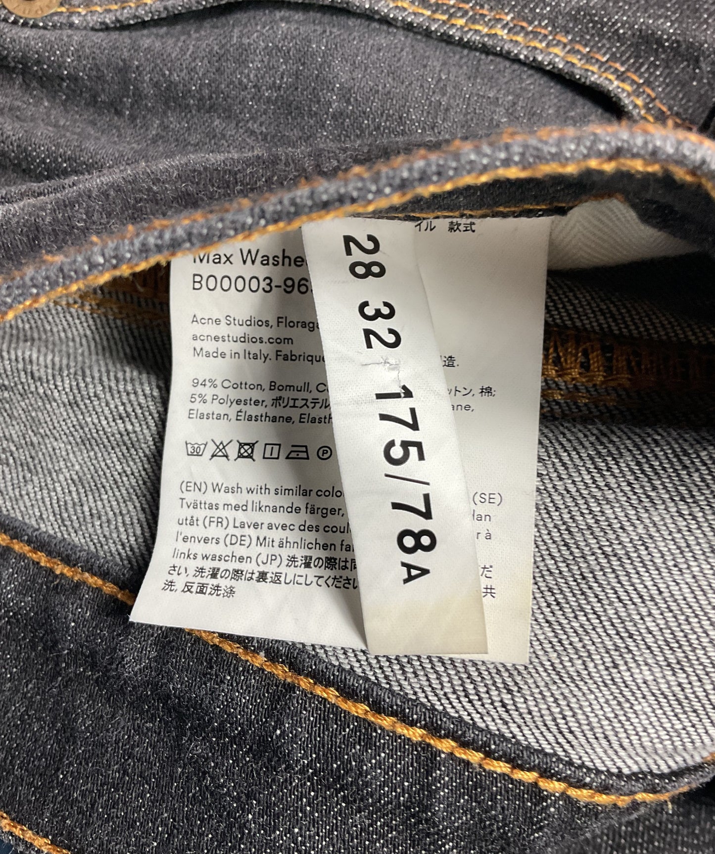 Acne Studios Bla Konst Jeans Max Washed Black 28