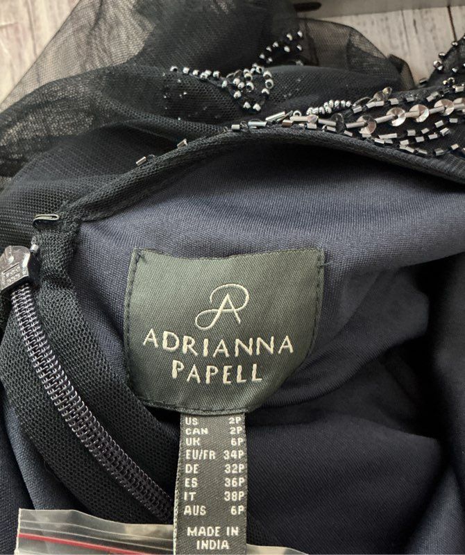 NWT Adrianna Papell Black V Neck Beaded Dress Size 2P Retail $289 STUNNING!!
