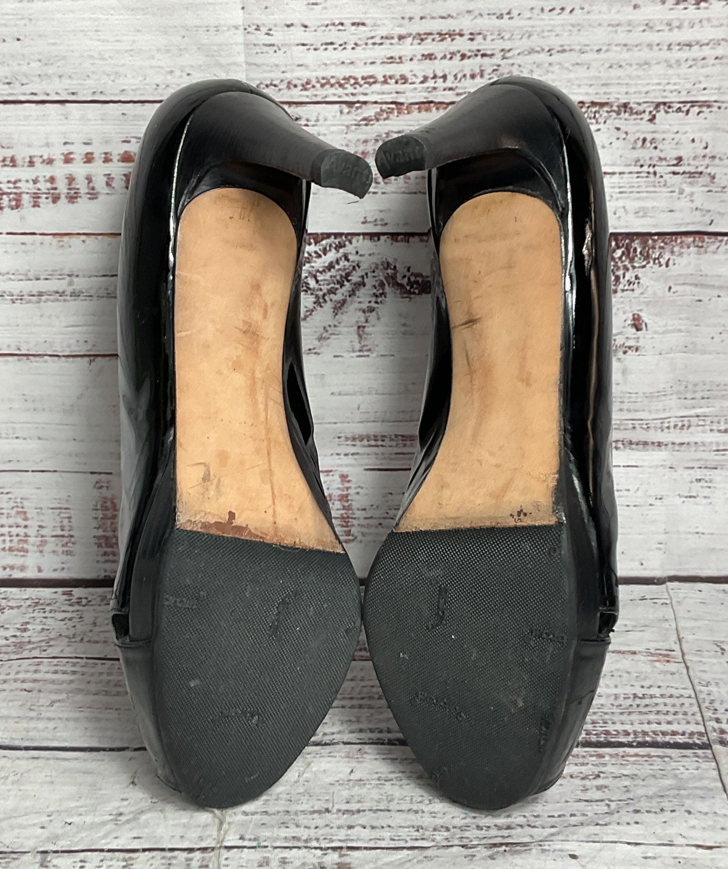 Stuart Weitzman Overit Patent Leather Peep-Toe Heels Black 8.5