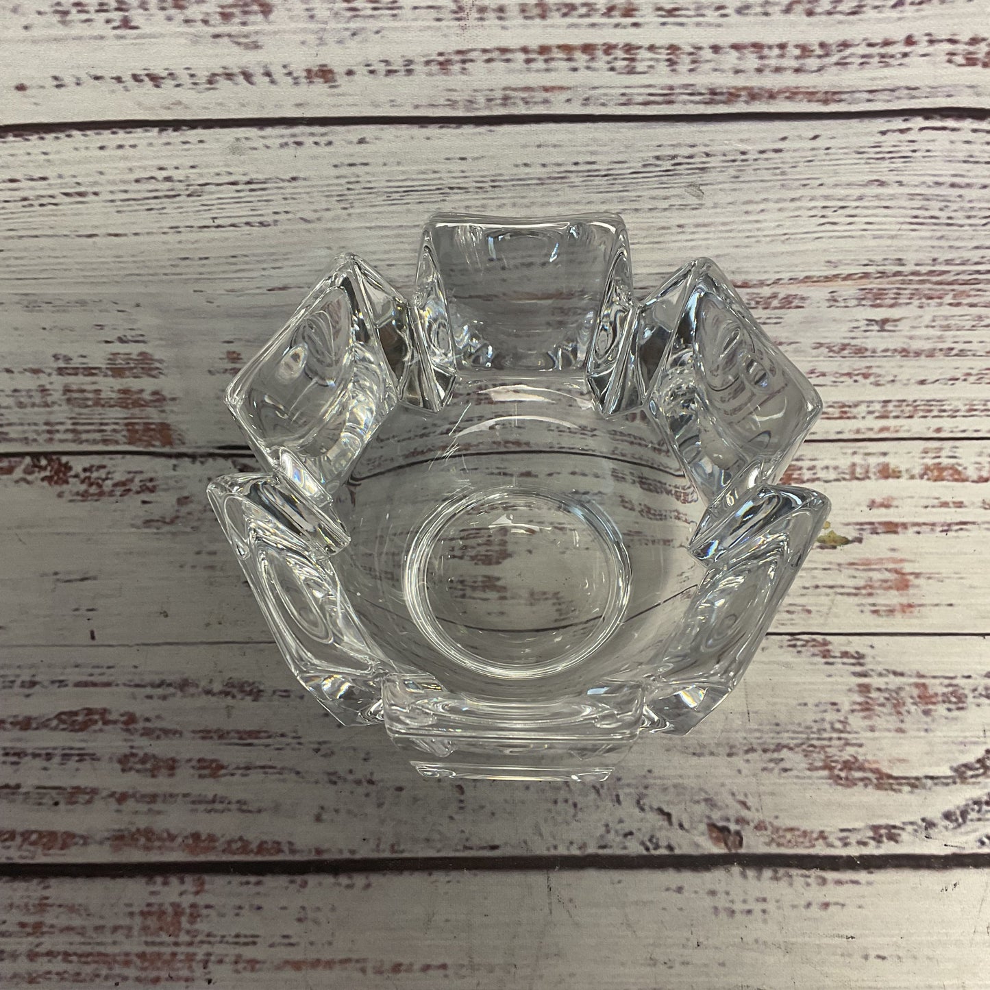 Orrefors Sweden Corona Crown Clear Crystal Glass Bowl 4.5"