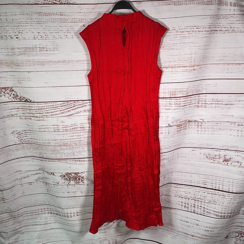 & Other Stories Red Mockneck Crepe Midi Casual Dress - Size Medium