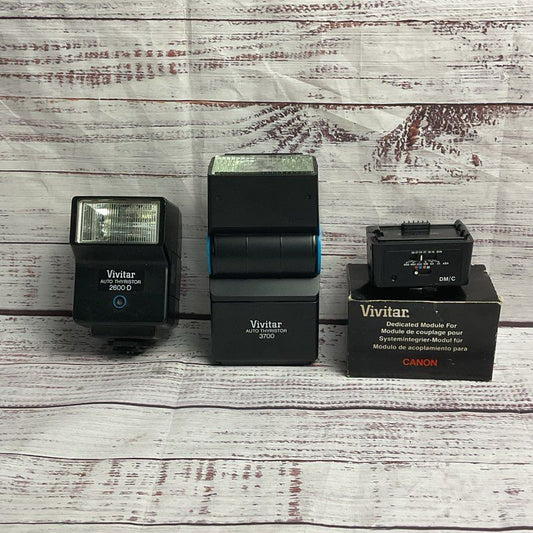 Vivitar 3 Pc. Auto Thyristor Flash Lot 3700, 2600-D, DM/C