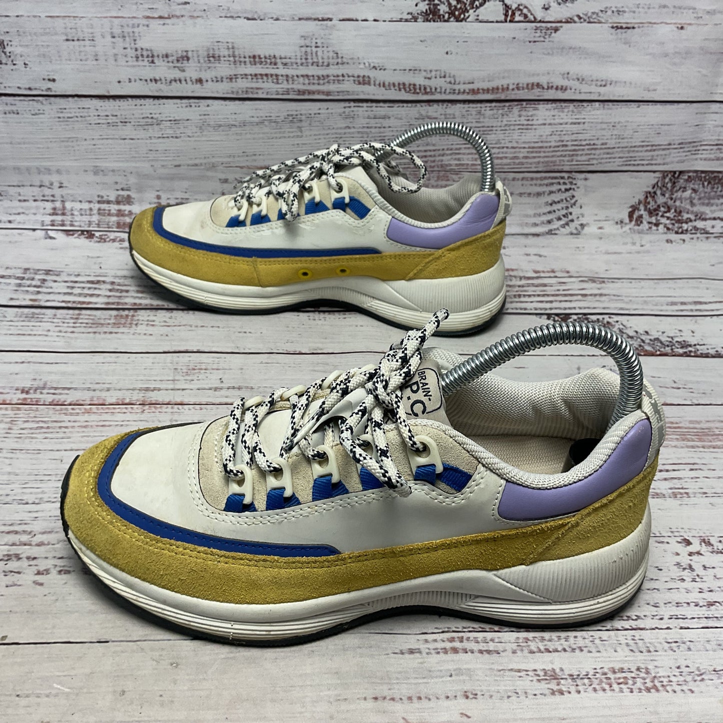 A.P.C. x Brain Dead Jay White Yellow Leather Sneaker Shoe Women Size 7