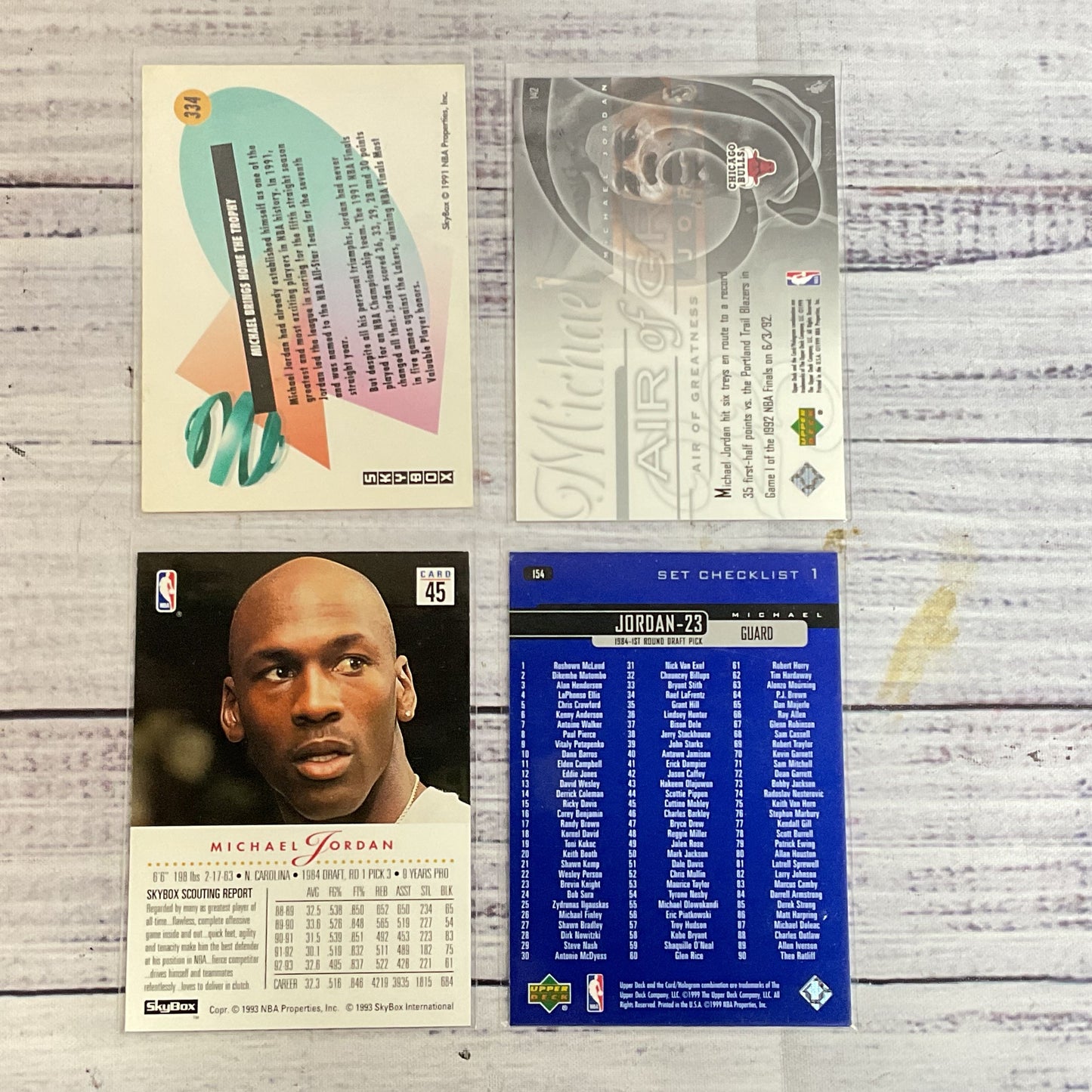 Set of 4 Upper Deck & Skybox 1991,93,99 MICHAEL JORDAN Basketball Cards