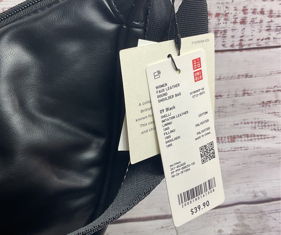 Uniqlo Faux Leather Round Shoulder Bag Black