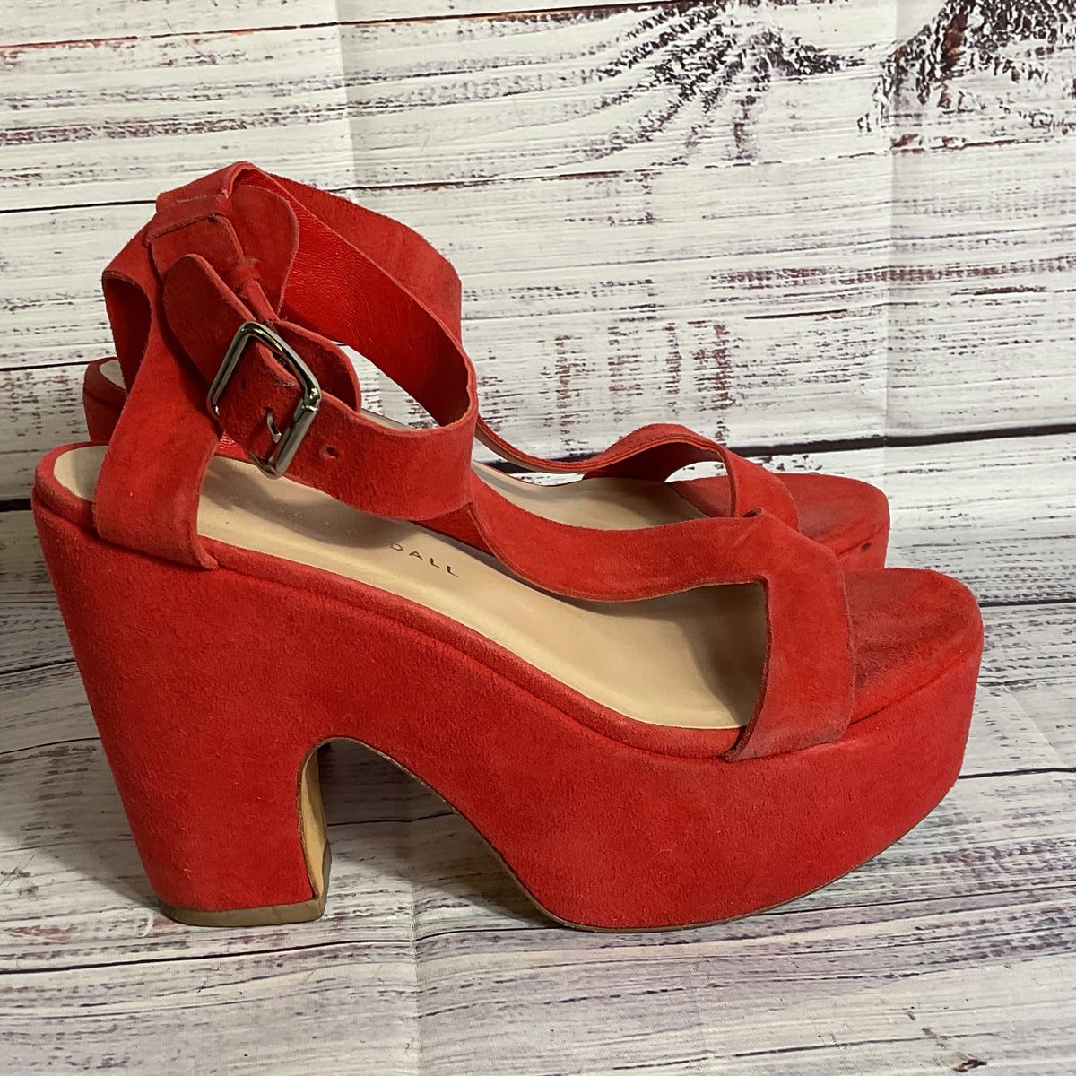 LOEFFLER RANDALL Women's Red Suede Minette Platform Heel Shoes- SZ 6