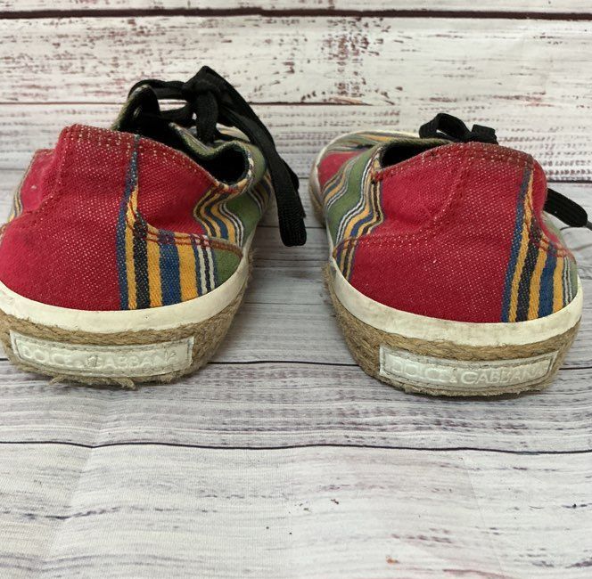 Men's Dolce&Gabbana Striped Canvas Espadrille Sneakers Multicolor Sz 9.5 AS IS