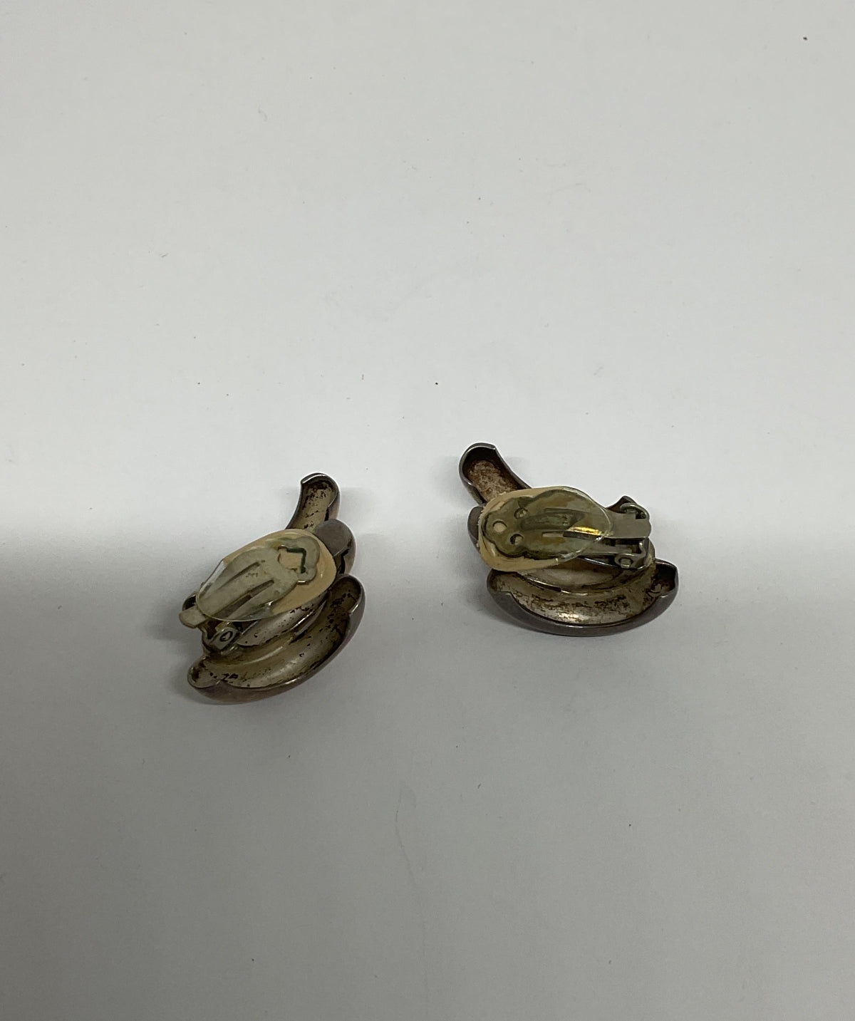 Mexico Sterling Silver Vintage Clip On Earrings 1"