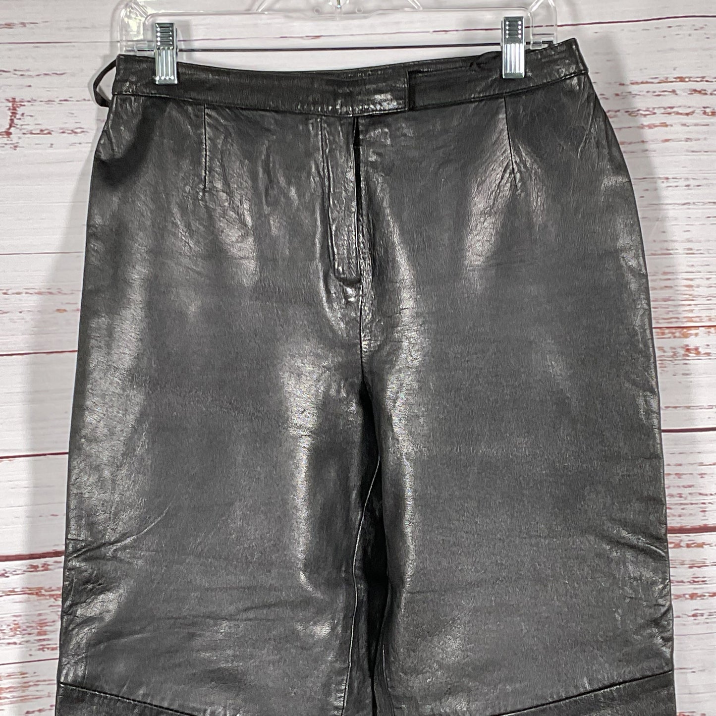 AMANDA SMITH Women's Black Leather Pants- SZ 8 Petite