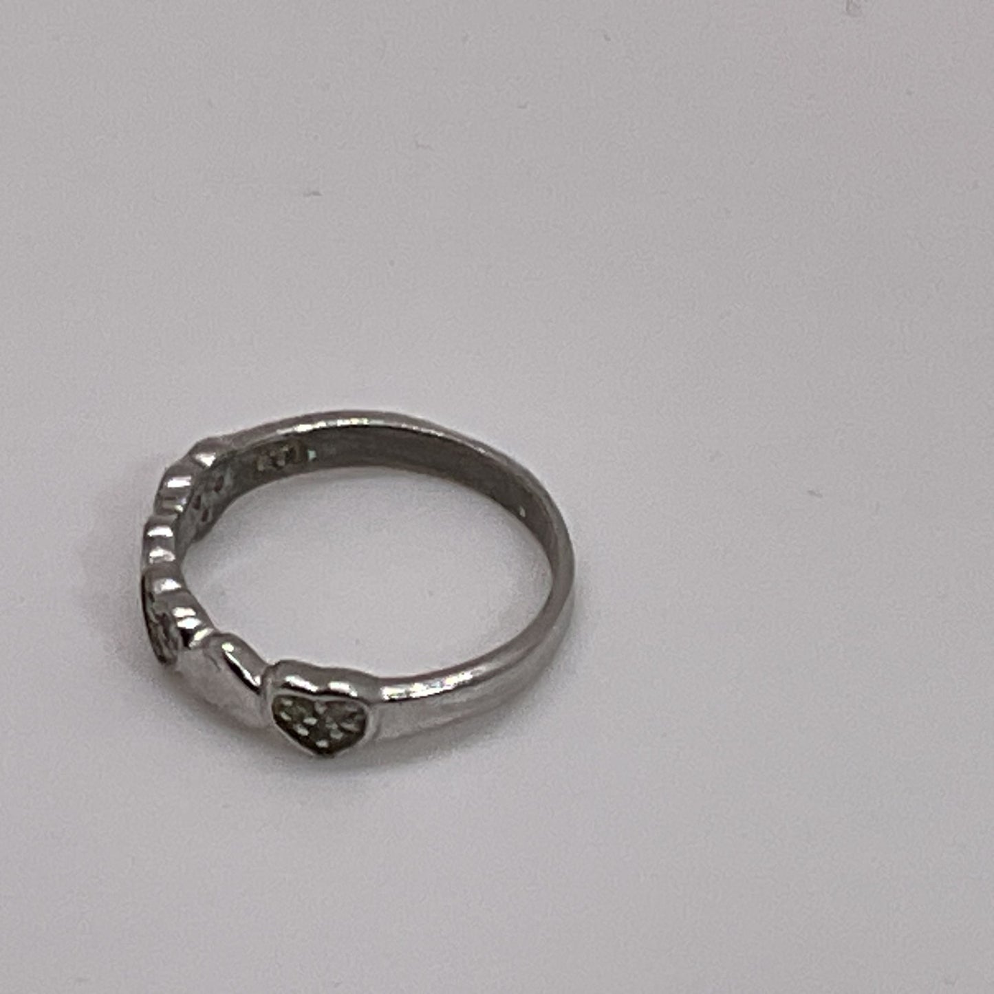 ATI Sterling Silver & Rhinestone Heart SZ 6 Ring- 2.12g