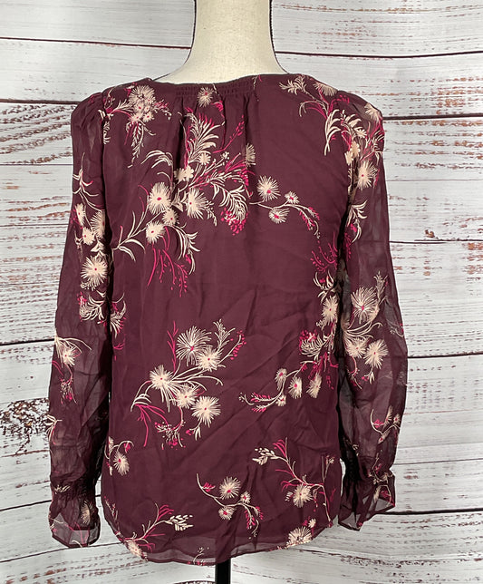 Joie Bolona Floral Button-Front Blouse Plum XS