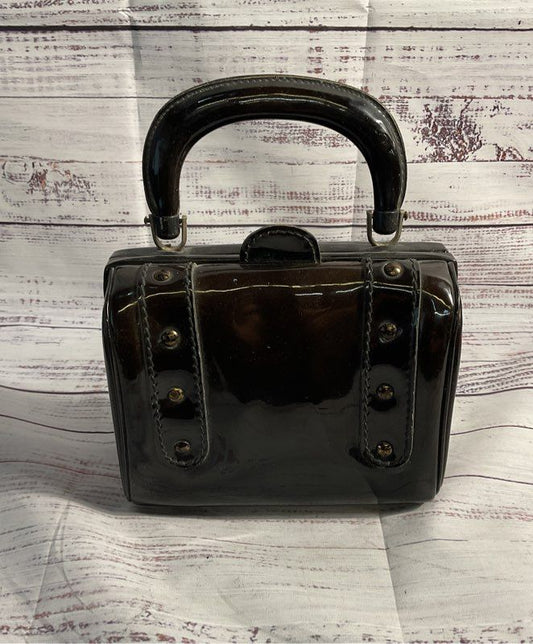 Vintage Ronay Women's Patent Leather Black & Brown Mini Purse