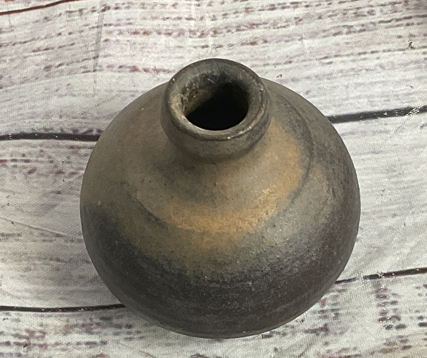 Vintage Handmade Set of 2 Small Bud Vases Dark Brown