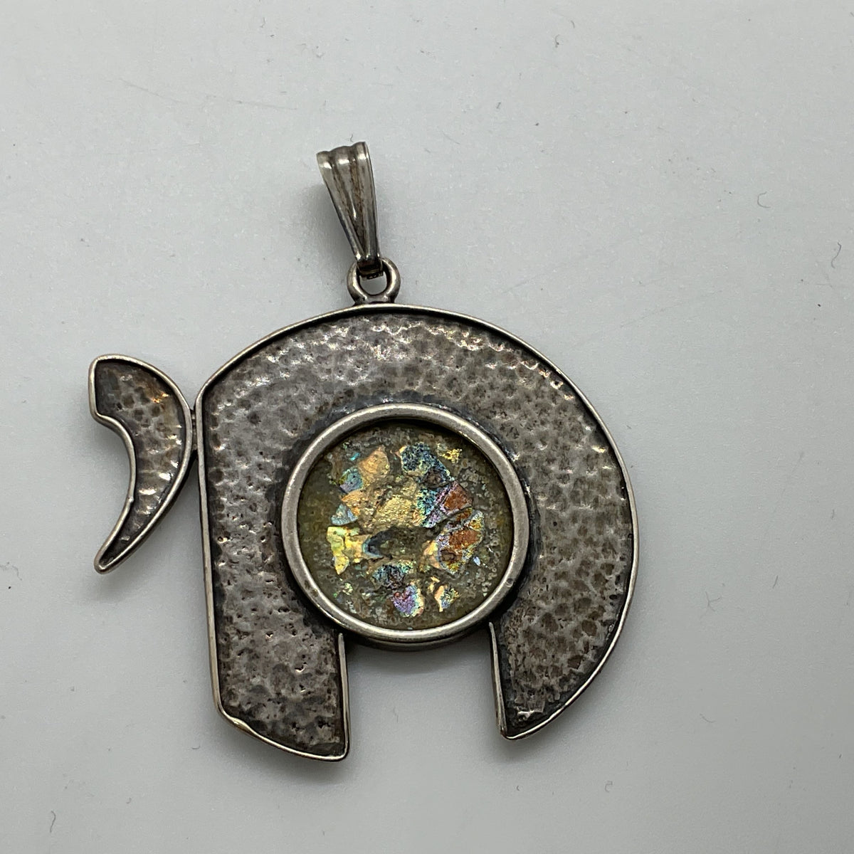 Sterling Silver Judaica Chai Hammered 1.75" Pendant- 8.52g
