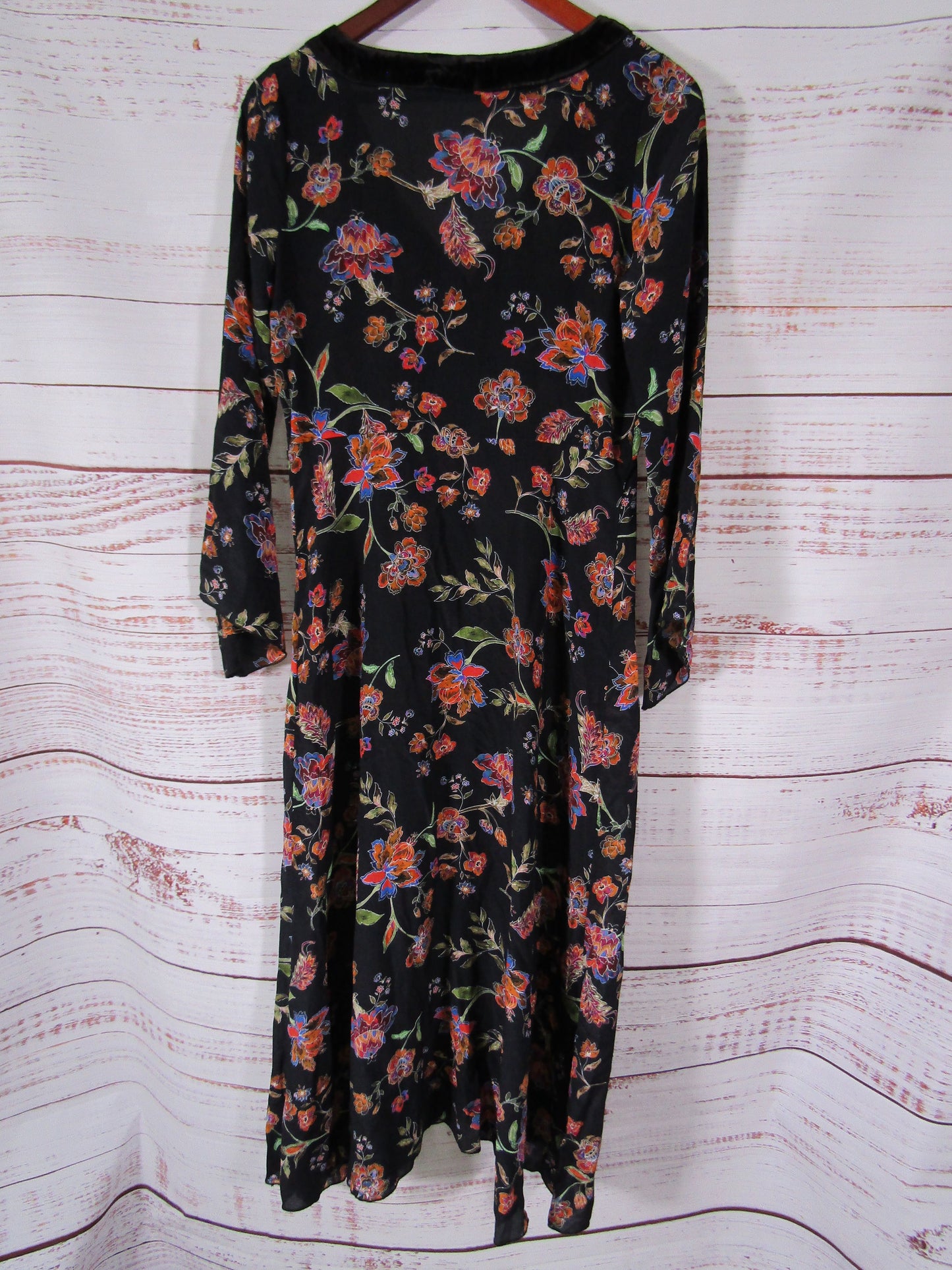 Johnny Was Jade Luca Women's Black Multi-Color Floral Silk Dress Size XS