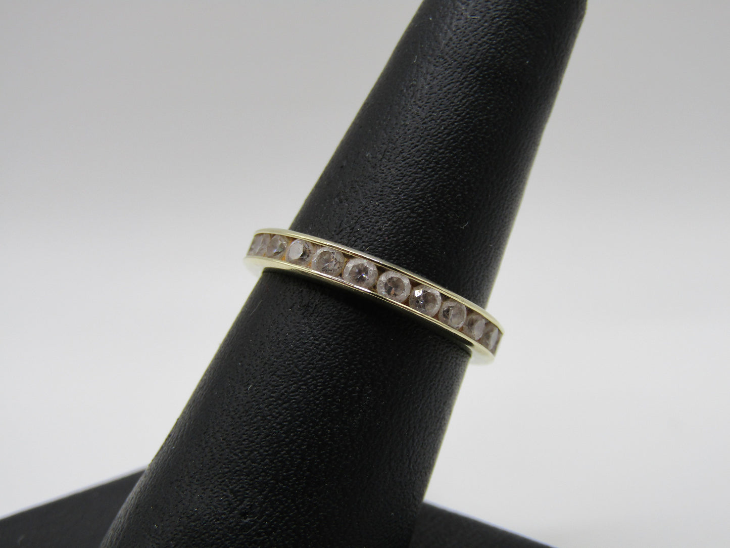 LI 3mm 14k Yellow Gold CZ Eternity Band Ring Size 7.5