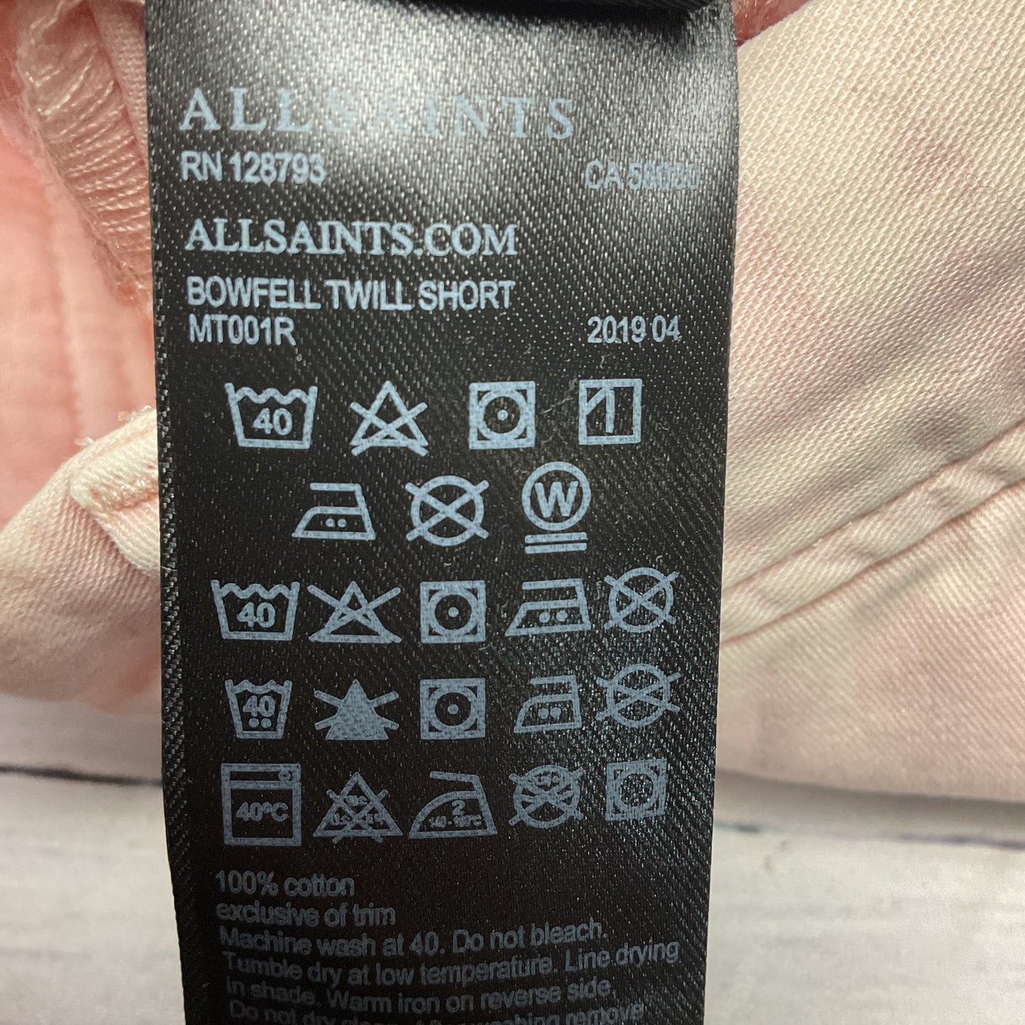 AllSaints Bowfell Twill Light Bleached Pink Shorts - Size 30 New