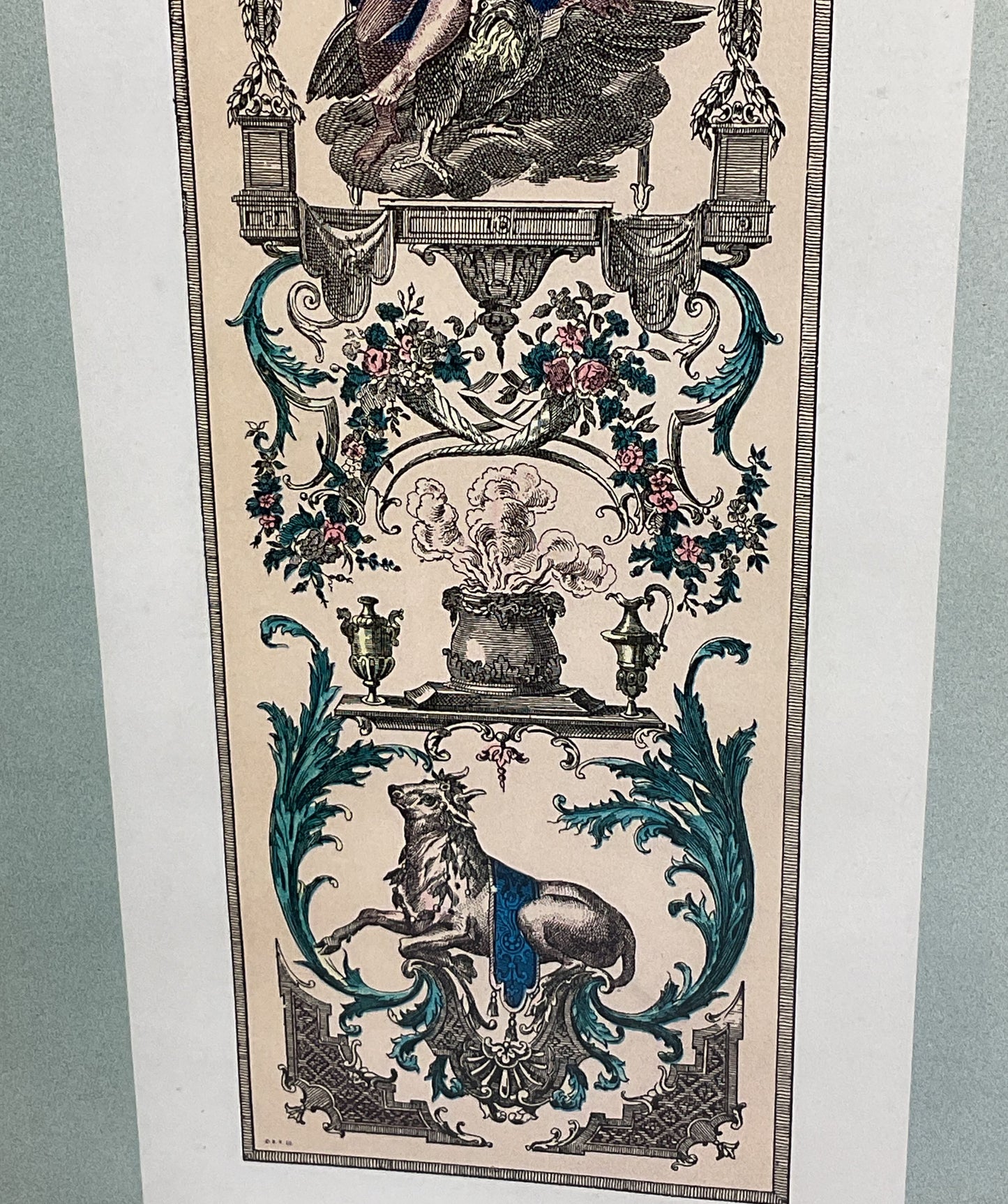 Vintage French Rococo Jupiter with Bull Claude Audran Lithograph Framed Print
